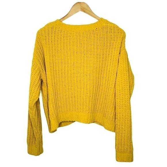 𝅺love Tree NWOT Golden Yellow Chenille Cropped Chunky Knit Sweater - Picture 10 of 10